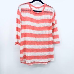 Motherhood Maternity Striped Tunic Top Semi Sheer